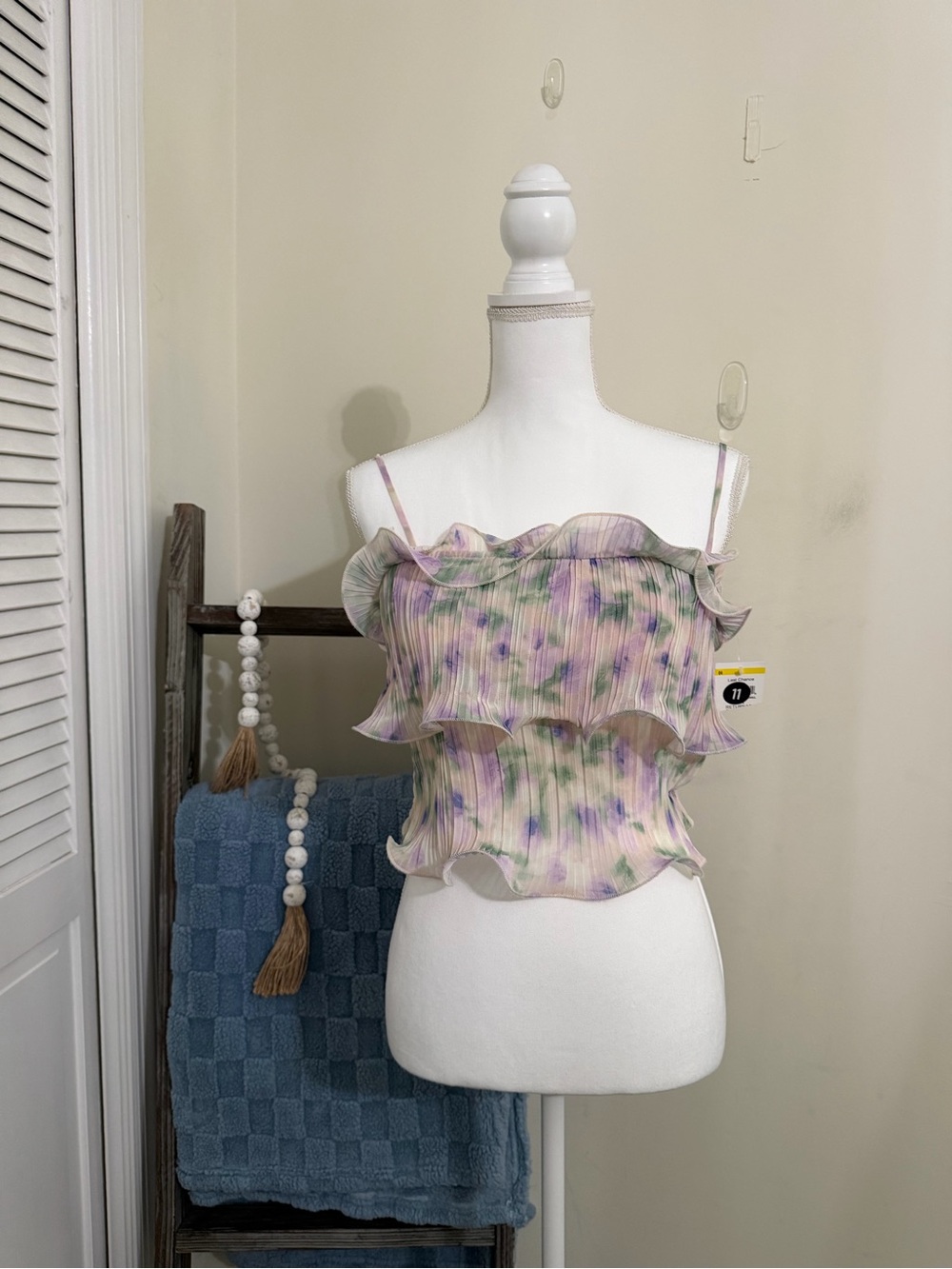 Lush Pleated Floral Cropped Top NWT!
